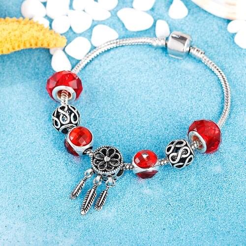 Charm Mental Beads Bracelets Trendy Blue Red Crystal Round Beads Bangle Hollow Star Accessories DIY Jewelry Gift for Women New