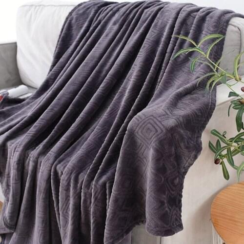 Solid Flannel Printing Portable Light Soft Plush Blanket Plain Skin Soft Home Sofa Office Nap Warm Blanket Machine Washable