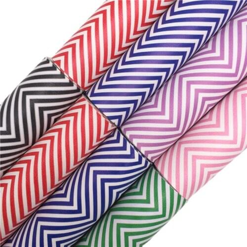 Onefly Wholesales Dropshipping Leather Supplier Stripes Printed Synthetic Faux leather Fabric Vinyl Felt Backing DIY Bows FZ144