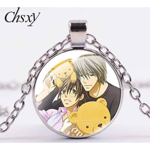 CHSXY Japan Anime Junjou Romantica Pendant Necklace Art Photo Glass Dome Cartoon Pattern Choker Women Men Jewelry Gift For Fans