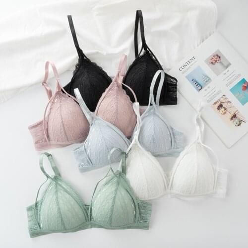 Sexy Women Floral Lace Bra Lingerie Wire Free Thin Push Up Bralette Intimates Underwear Solid Color Beauty Back Sports Bra Lady