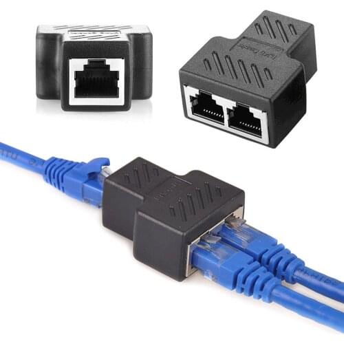 1 To 2 Ways RJ45 Ethernet LAN Network Splitter Double Adapter Ports Coupler Connector Extender Adapter Plug Free Shipping