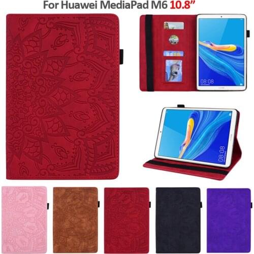 Folio Embossed Cover for Huawei Mediapad M6 Case 10.8 Stand Tablet Cover For Huawei Media Pad M6 10.8" PRO SCM-AL09/W09 Case+Pen