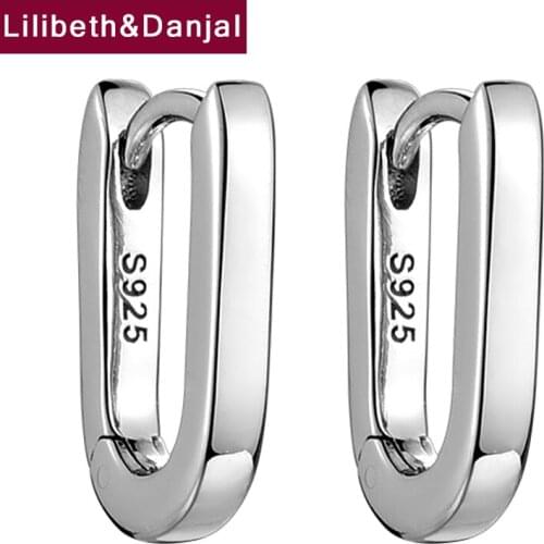 Oval U Shape Hoop Earrings Pure 925 Sterling Silver Women Men Fashion Fine Jewelry 2021 Free Shipping Boucle Oreille Femme E06