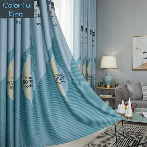 Blue Gray Print Simplicity Modern style Window Curtains Drapes Curtains For Living Room Kitchen Bedroom Home Decor Cortinas