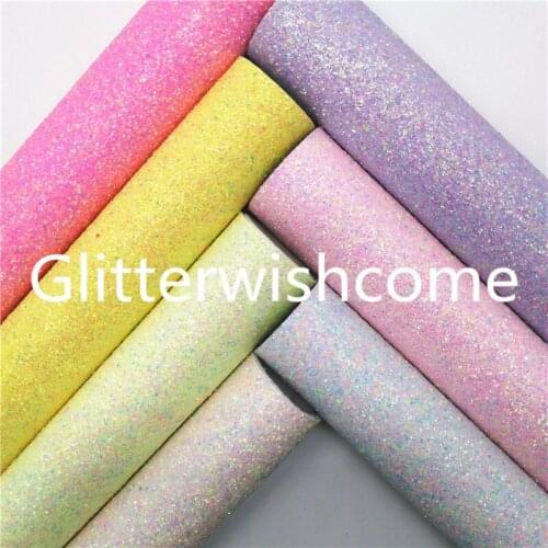 Glitterwishcome 21X29CM A4 Size Pink Glitter Leather, Chunky Glitter Leather fabric Vinyl for Bows, GM858A