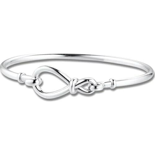 100% 925 Sterling Silver Pan Bracelet Eternity Symbol Flower Knot Chain New Diy Luxury Woman Romantic Temperament