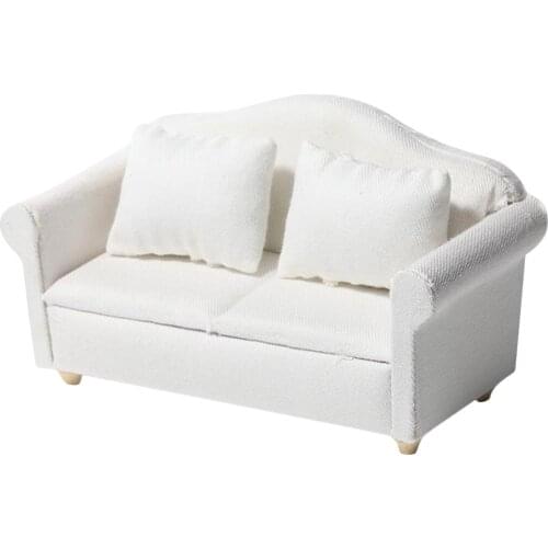 1:12 Pure White Wood Dollhouse Miniature Furniture with Pillow