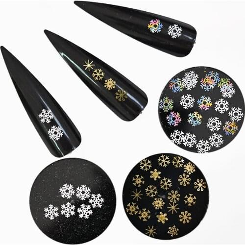 1Jars Snowflakes Sequin Nail Art Hard Films Flakes Decoration Snow Christmas Flake Design DIY Manicure Nails Accessories