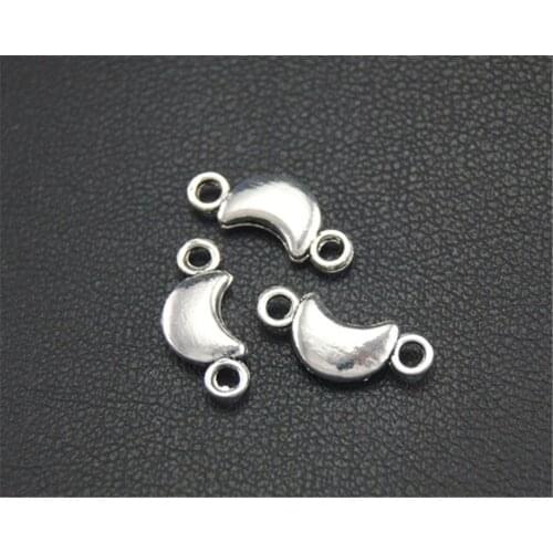 15pcs Silver Color Moon Connector Fit Bracelets Necklance DIY Metal Jewelry Making 4X12mm A1701