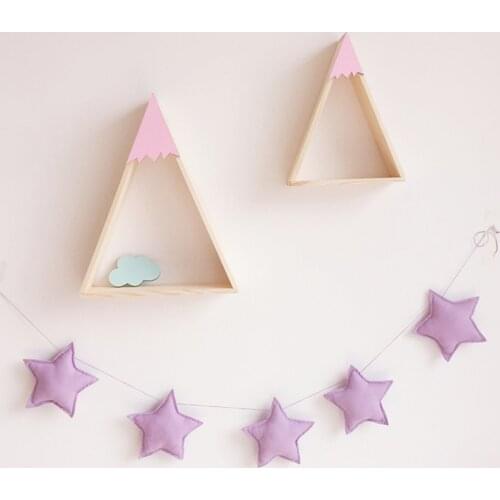 2pcs Wooden Triangle Wall Shelf Floating Storage Racks Creative Wall Hanging Shelf House Decoration Children Room Ornaments