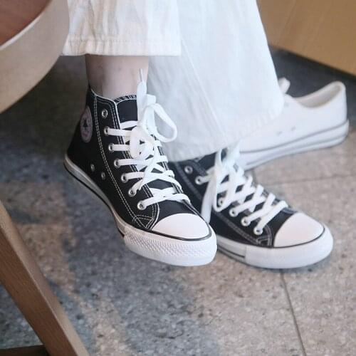 2020 Women Shoes New Fashion Color Canvas Shoes Women Sneakers Lace-up Girl Casusal Shoes Style White Sneakers R12-19
