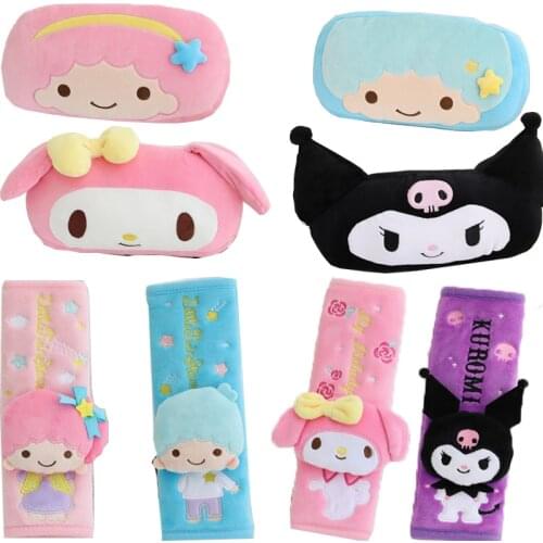 33Cm Sanrioed Plushie Toys Littletwinstars My Melody Pom Pom Purin Cinnamoroll Kuromi Car Headrest Neck Pillow