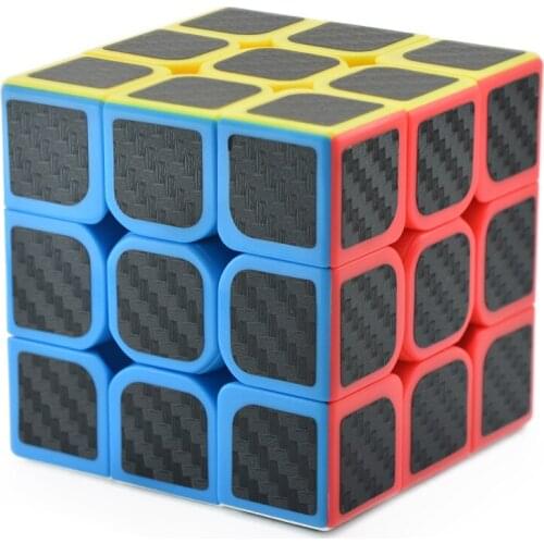 3x3x3 Speed Magic Cube Twist Puzzle Toy Brain Teaser IQ Game ABS Ultra-Smooth Black Carbon Fibre Sticker 3x3 Contest Colorfull