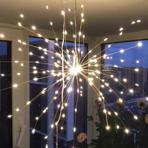 4 pieces Firework String Lights 8 Mode Explosion Star Copper Wire Fairy Light Christmas Decor Lamp Remote Control String Light
