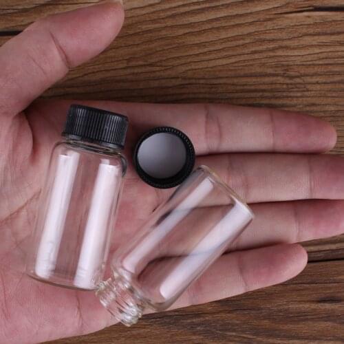 5pcs 20ml 27*58mm Glass Jars Glass Bottles with Black Plastic Caps Spice Jars Potion bottles Glass Vials