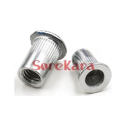 50Pcs Flat Head Aluminum M4 M5-M10 Blind Insert Rivet Nut Rivnut Nutsert