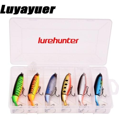 6Pcs Whopper Popper 10cm/13g Topwater Fishing Lure Artificial Bait Hard Plopper Rotating Tail Fishing Tackle