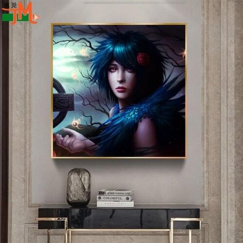 Diamond Painting Cross Stitch Gothic Anime Girl Full Square Picture Rhinestone DIY Mosaic Diamond Embroidery Round Drill Vampire