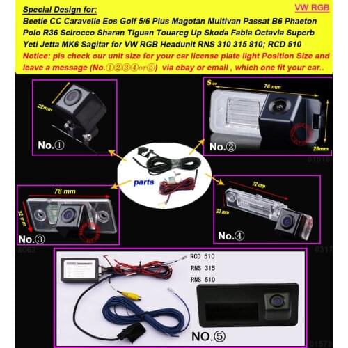 RGB car rearview back camera for Skoda Fabia Octavia Superb Yeti VW trunk handle Passat Jetta Tiguan radio RNS315/510/310 RCD510
