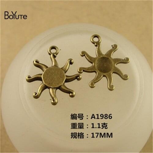 BoYuTe (100 Pieces /lot) 17MM Fashion Antique Bronze Plated Alloy Sun Charms Metal Pendants for Diy Jewelry Findings Components