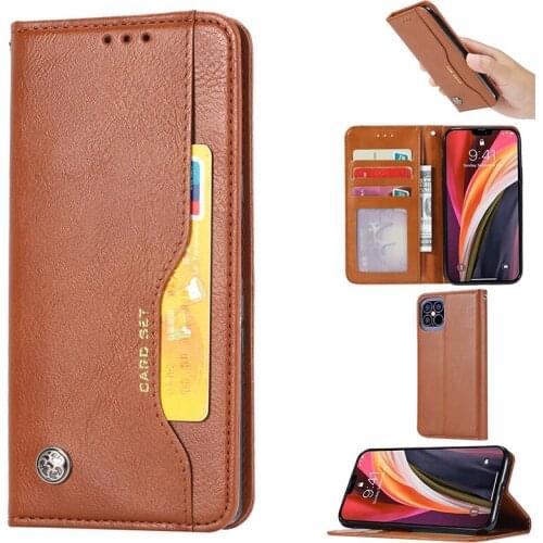 Leather Flip Phone Holster For iPhone 11 12 Pro Max 13 Pro Max Card Slots Stand Phone Case For iphone X XR XS Max 6 7 8 Plus