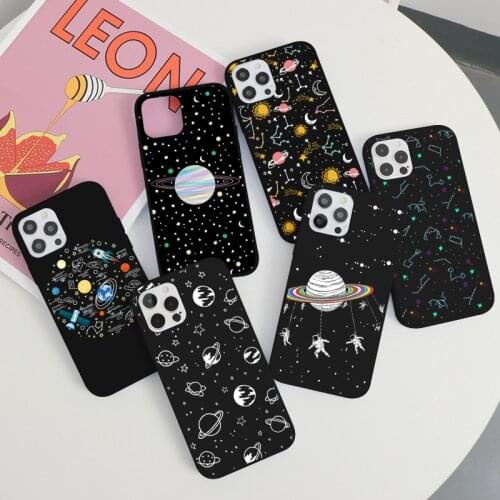 Outer Space Planet Stars Moon Case For iPhone 7 8 6 6s Plus X XR XS 5 S SE 2020 Funda For iPhone 11 Pro 12 13 Pro Mini Max Cover