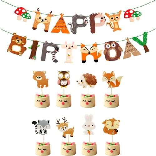 Woodland Animals Cake Decor Jungle Safari One Birthday Party Woodland Creatures Jungle Animal Forest Party Supplies Baby Shower