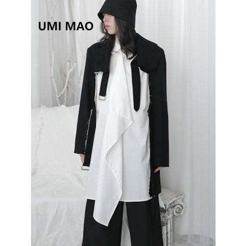 UMI MAO YOJI Yamamoto Designer Niche Irregular Suit Womens Deconstructed Loose Dark Coat With Raw Edges Japanese England Y2K