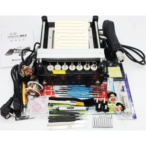 Gordak 863 3 in1 BGA rework station Heat Gun Soldering Station+Electric soldering iron+IR preheating station for BGA SMD repair