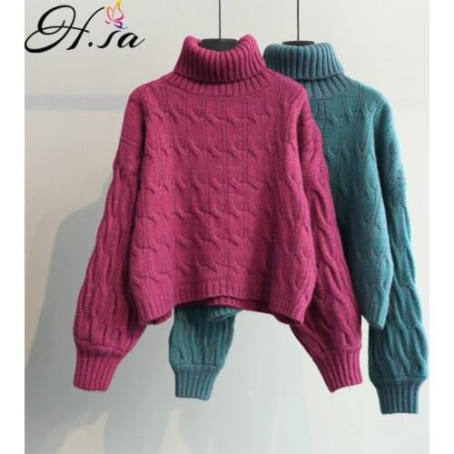 Hsa Thickened Turtleneck Pullover Sweater Womens 2021 Winter New Korean Style Oversized Outerwear Pull Sweater sueter mujer