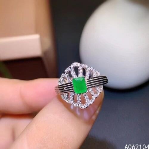 KJJEAXCMY fine jewelry 925 sterling silver inlaid natural emerald Womens fashion lovely OL style new square gem ring support de