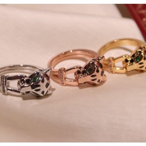 Black spot Leopard Head Rings paved 3A Cubic Zirconia Stone Animal Panther Ring for Men or Women copper Party jewelry 2020