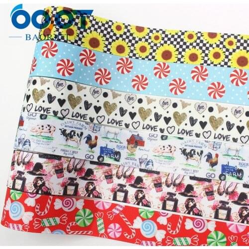 OOOT BAORJCT I-191121-2544,38mm,10yards flower Cartoon Printed grosgrain Ribbons,Clothing bow cap DIY decorations materials