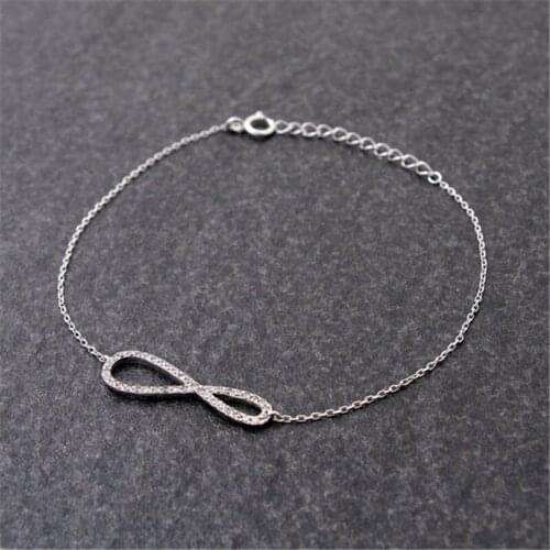 Hot fashion CZ Lopsided 8 Infinity Bracelet charm gift jewelry for women girls Gold/Silver/Rose Gold