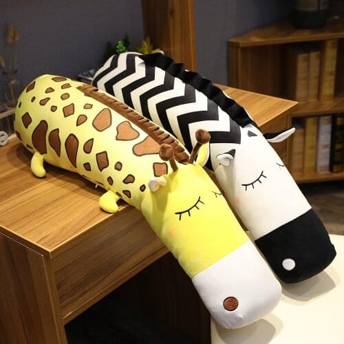Cute Animal Long Pillow Forest African Grassland Giraffe Zebra Lion Crocodile Birthday Gift Kids Friend Toy Bedroom Decor 2021