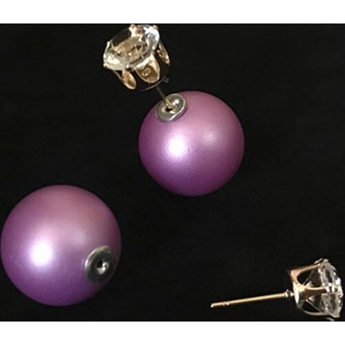 Fashion Double Sides Matt Candy Color Round Ball Stud Earrings For Lady Woman Crystal Jewelry Cheap Wholesale