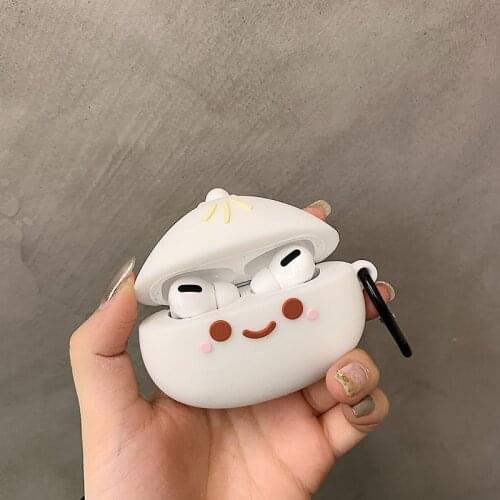Steamed Stuffed Bun Face AirPods Covers Soft Silicone AirPods 1 2 3 Pro Wireless Bluetooth headphones case box