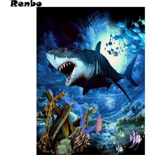 Shark diy Diamond Painting Christmas kit Cross-Stitch icons 5D Diamond paint Mosaic Rhinestone bead Embroidery decoration maison