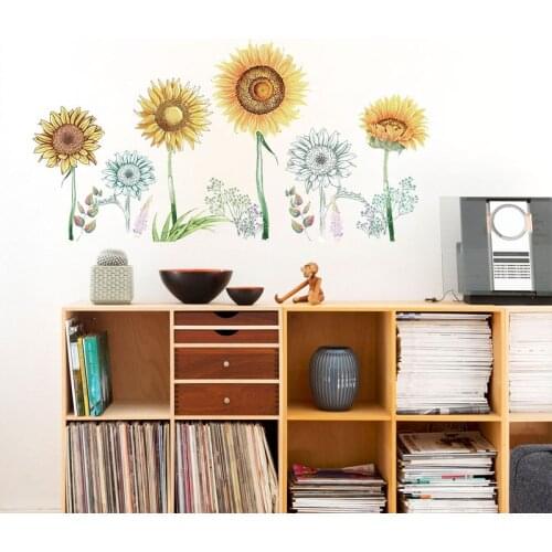 Sunflower Wall Stickers Art flower Wall Decal DIY Mural Home Decor Newest Sun Flowers Home Decor For Kids Room Bedroom