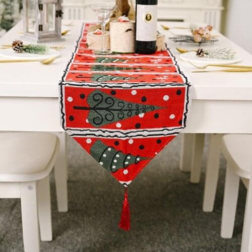 Table Runner Christmas Knitted Fabric Elk Snowman Table Runner Merry Christmas Decor For Home Xmas Ornaments New Years Decor