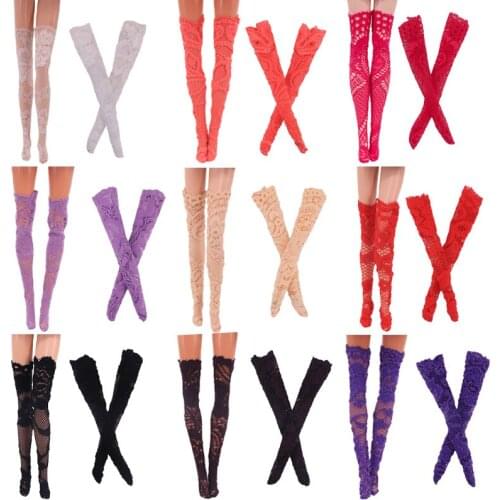 5 Pcs/Lot Barbies Accessories Silk Socks Sexy Lady Clothes Multiple Colour For Barbies Woman Girls Toy Gifts Fishnet Stockings