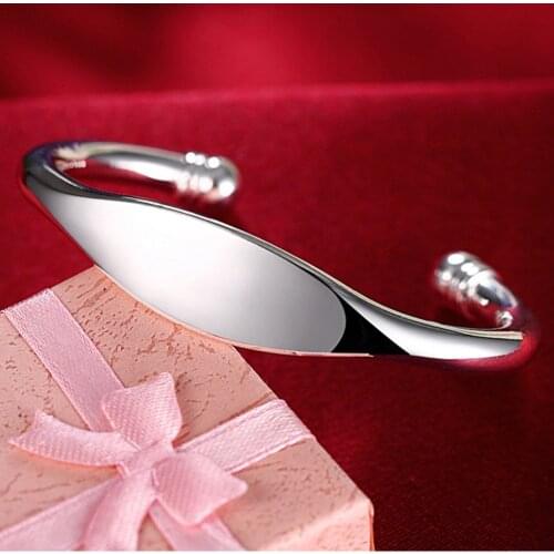 New Jewelry Open Bangles 925 Silver Double Flexible Bead Bracelet Bangle For Women Trendy Jewelry Silver Cuff Bangle