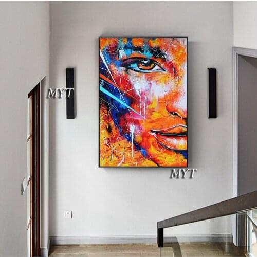Knife Girl Face Fashion Pictures 100% Oil Painting Handmade Crafts Abstract Canvas Dropshipping For Home Decor Unframed Paints
