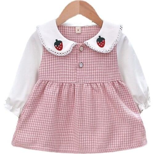 Autumn Long Sleeve Girl Dress Plaid Princess Dress Kids Dresses Girls Clothes Baby Childrens Casual Cute Girls Autumn Clothes