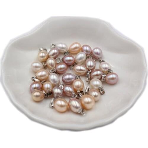 Natural Freshwater Pearls Necklace Charm Oval Pendant About 8-10mm 2PCS For DIY Fashion Drop Earrings Jewelry Making Accessories