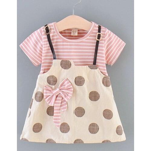 AmyaBaby Toddler Girl Princess Dress Summer Striped Polka Dot Print Princess Birthday Infant Clothing Baby Girls Dresses