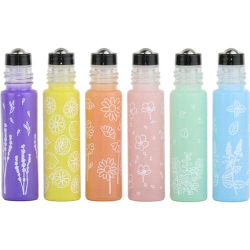 Empty doterra Essential oil bottle 10ML glass Cosmetic Roller Bottles Glass Roller Balls Bottle Refillable Bottles Pink Green