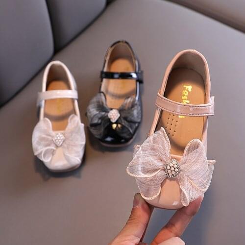 Pink White Baby Girls Shoes Girls Soft bottom Rhinestone pearl flower Princess Shoes chaussure fille Childrens Single shoes 1-7T