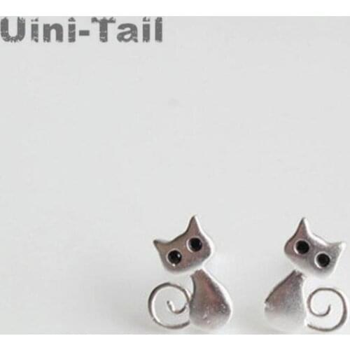 Uini-Tail hot 925 sterling silver original design silver satin comet star earrings cute literary vivid cat earrings wholesale